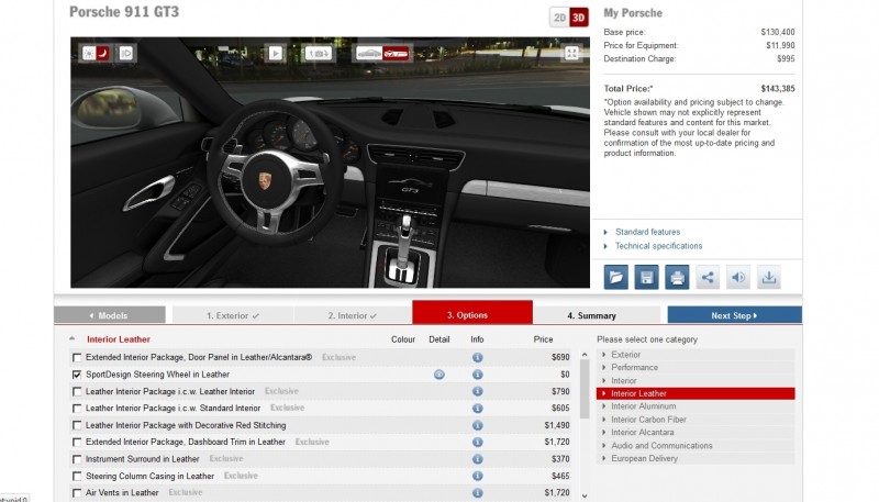 2014 Porsche 911 GT3 Interior Configurator 3