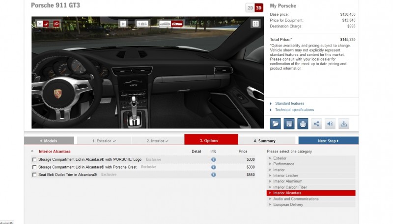 2014 Porsche 911 GT3 Interior Configurator 8