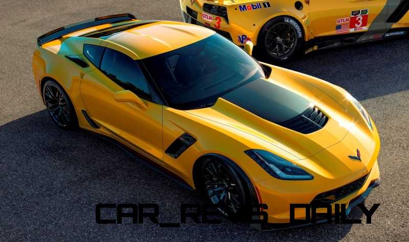 (L to R) The all-new 2015 Corvette Z06 and 2014 Corvette C7.R race car