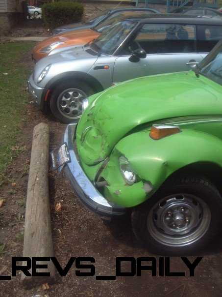 My SuperBeetle, Walter, after a bomp on the nose at UW-Madison in 2004