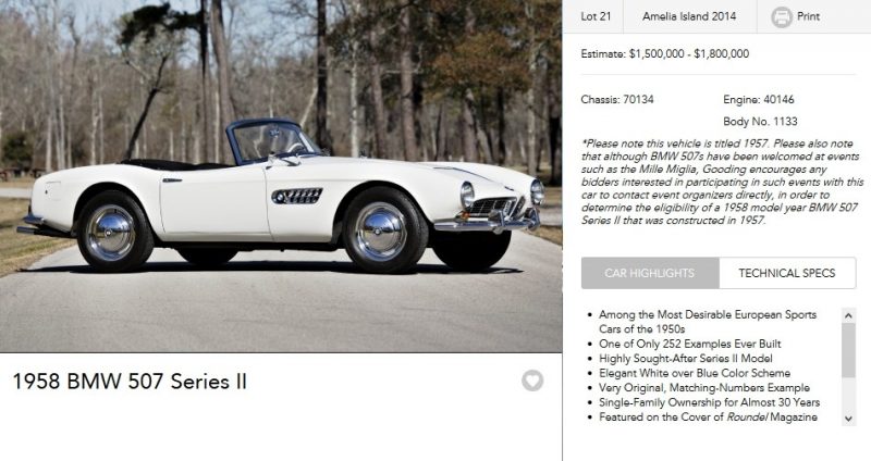 1958 BMW 507 Series II