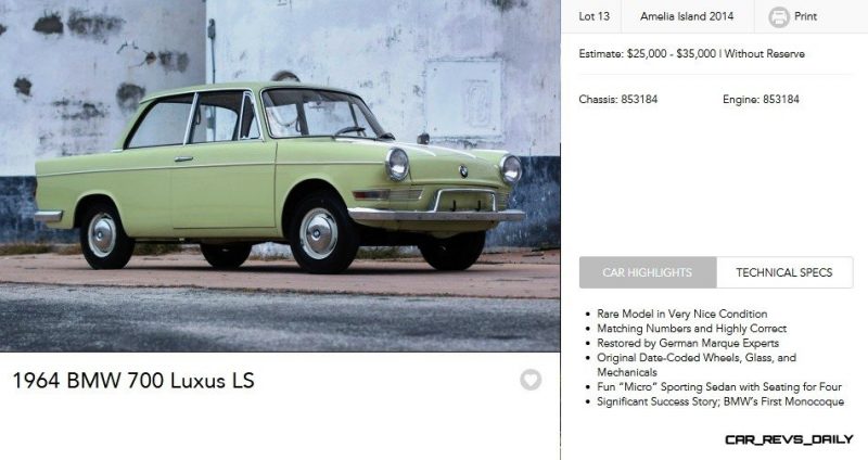 1964 BMW 700 Luxus LS