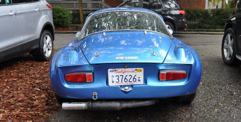 Amelia Parking Lot Finds -- ~1960s (Renault) Alpine A110 -- On Cali Plates, Passenger Seat Full of Suitcases 2