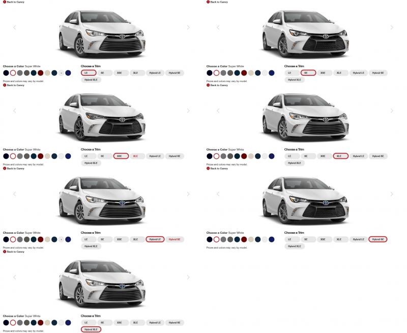 2015 Toyota Camry XSE Colors 1