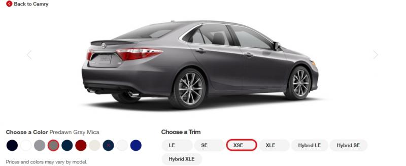 2015 Toyota Camry XSE Colors 16