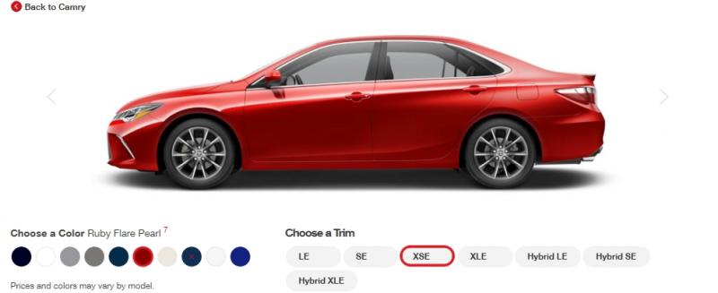 2015 Toyota Camry XSE Colors 25