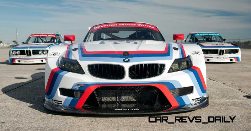 2015 BMW Z4 GTLM CSL Homage Livery Meets 1975 BMW 3.0 CSL Racecar At Amelia Island Concours 4