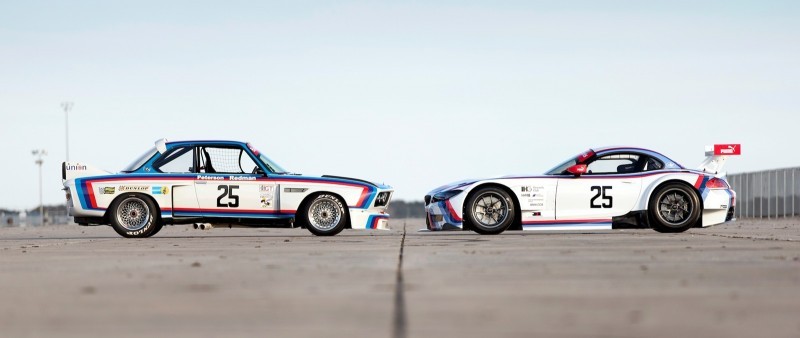 2015 BMW Z4 GTLM CSL Homage Livery Meets 1975 BMW 3.0 CSL Racecar At Amelia Island Concours 6