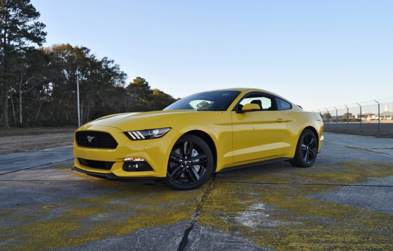 HD Road Test Review - 2015 Ford Mustang EcoBoost in Triple Yellow with Performance Pack 111