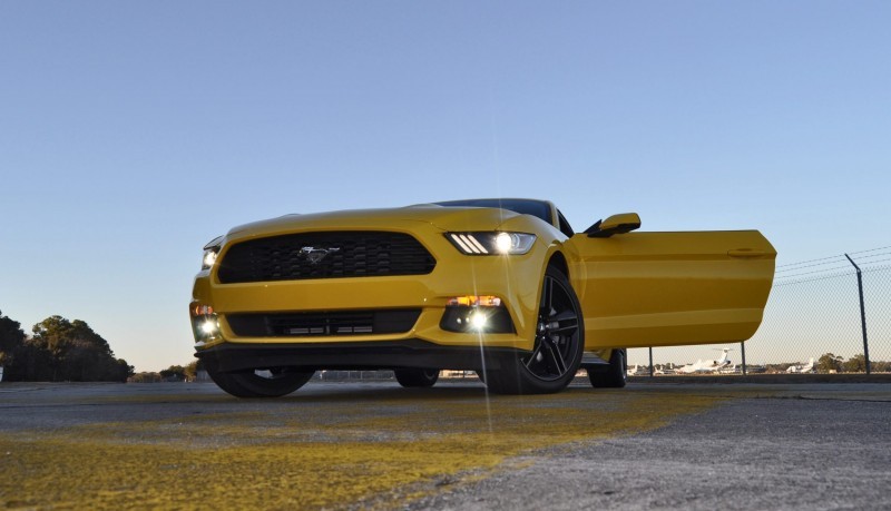 HD Road Test Review - 2015 Ford Mustang EcoBoost in Triple Yellow with Performance Pack 226