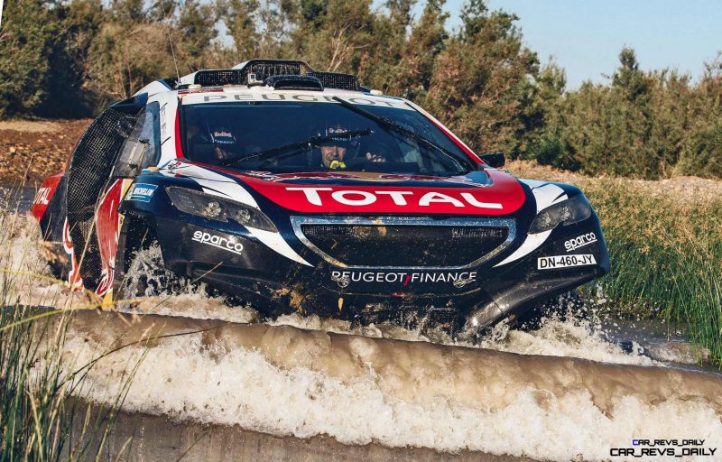 Cyril Despres and David Castera performs during the Peugeot test in Erfoud, Morocco, on June 17th, 2015