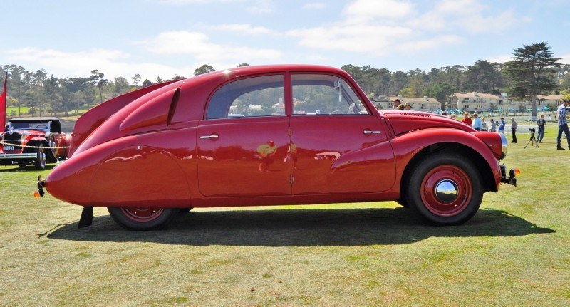 Car-Revs-Daily.com 1938 Tatra T97 Aerodynamic Sedan at Pebble Beach 2014 Concours 1