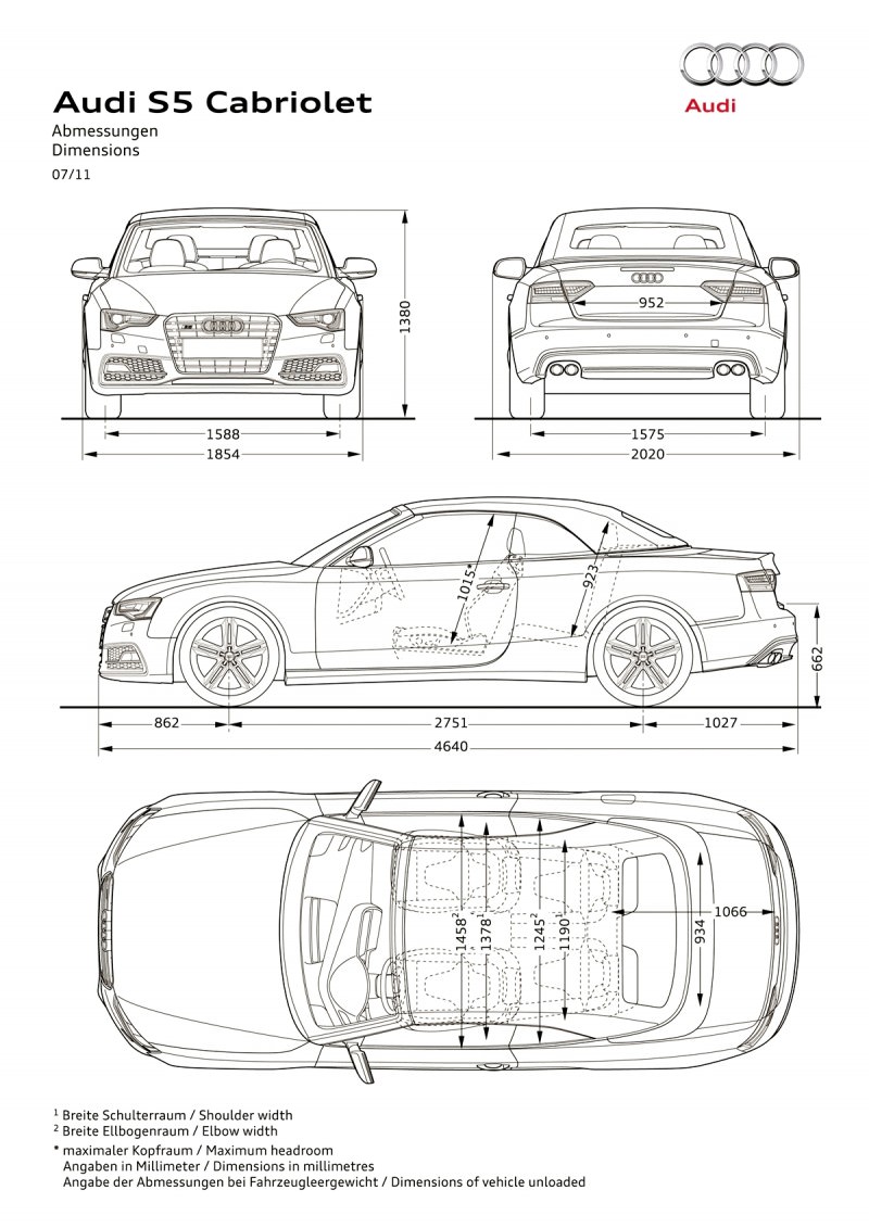 Audi S5/Abmessungen