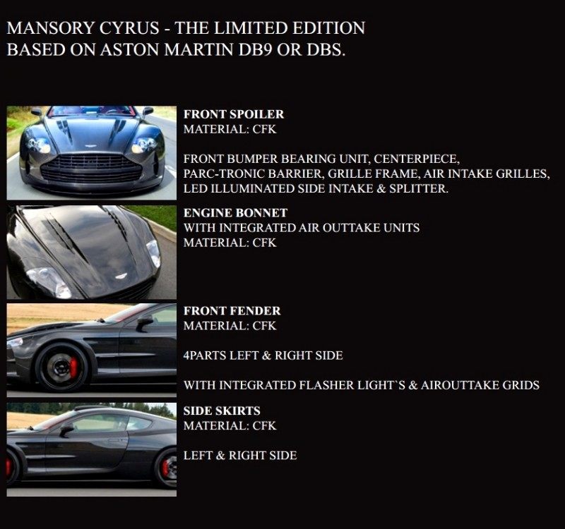 MANSORY Cyrus is Fascinating Carbon Widebody for Aston Martin DB9 and DBS 1