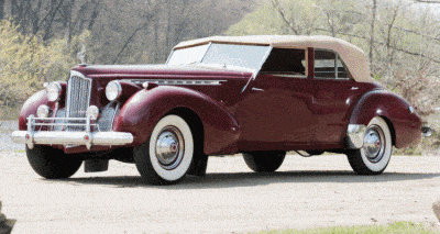 1940 Packard Custom Super Eight Convertible Sedan by Darrin GIF header