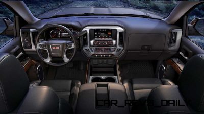 2014 GMC Sierra SLT Interior front dash view from the rear seats