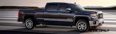 2014 GMC Sierra SLT Crew Cab Side Profile in Iridium Metallic - on location