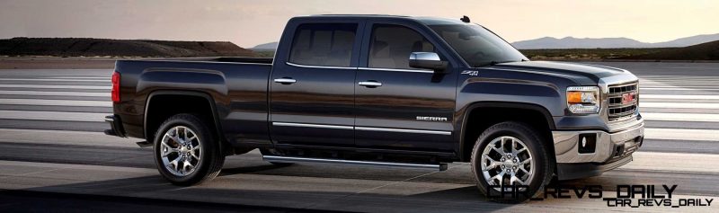 2014 GMC Sierra SLT Crew Cab Side Profile in Iridium Metallic - on location