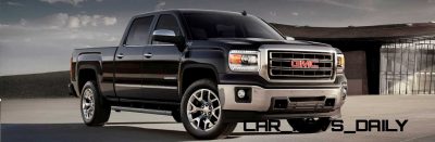 2014 GMC Sierra SLT Crew Cab Front Three Quarter in Iridium Metallic - on location