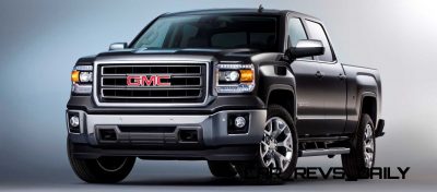 2014 GMC Sierra SLT Crew Cab Front Three Quarter in Iridium Metallic - Studio