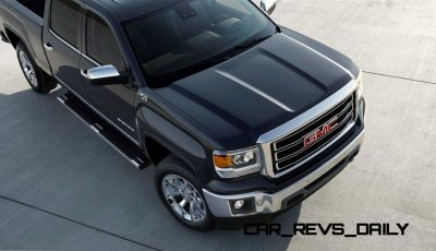 2014 GMC Sierra SLT Crew Cab in Iridium Metallic hood detail- on location