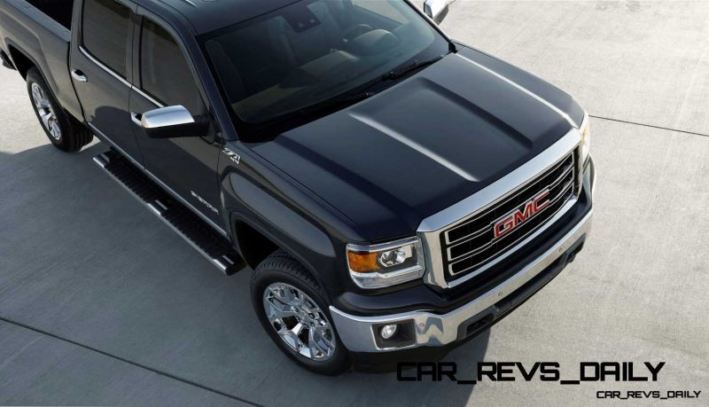 2014 GMC Sierra SLT Crew Cab in Iridium Metallic hood detail- on location