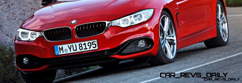 BMW 435i Coupé Sport Line, Melbourne Rot, 306 PS, 400 Nm, Interieur: Leder Dakota Schwarz, Alu Längsschliff fein, Akzentleiste korallrot matt