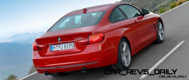 BMW 435i Coupé Sport Line, Melbourne Rot, 306 PS, 400 Nm, Interieur: Leder Dakota Schwarz, Alu Längsschliff fein, Akzentleiste korallrot matt