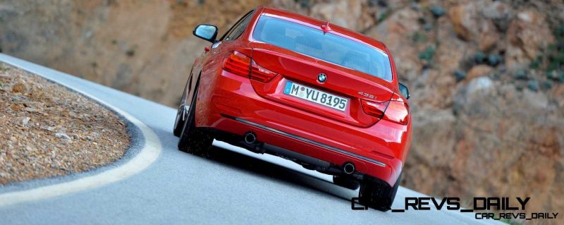 BMW 435i Coupé Sport Line, Melbourne Rot, 306 PS, 400 Nm, Interieur: Leder Dakota Schwarz, Alu Längsschliff fein, Akzentleiste korallrot matt