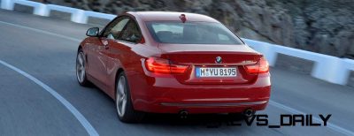 BMW 435i Coupé Sport Line, Melbourne Rot, 306 PS, 400 Nm, Interieur: Leder Dakota Schwarz, Alu Längsschliff fein, Akzentleiste korallrot matt