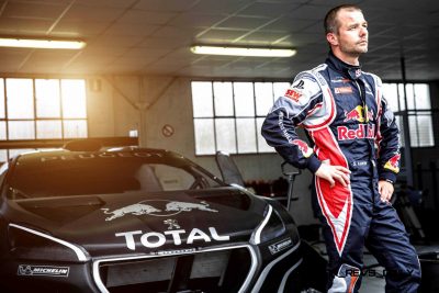 Sebastien Loeb during the first test track at the Peugeot test center in La Ferté-Vidame, France,  on April 18th, 2013