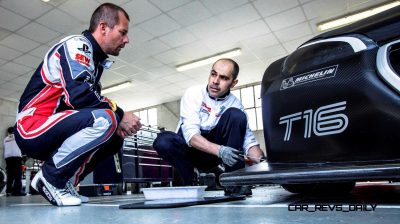 Sebastien Loeb gives his impressions after a test run aboard the 208T16 at the Peugeot test center in La Ferté-Vidame, France,  on April 18th, 2013