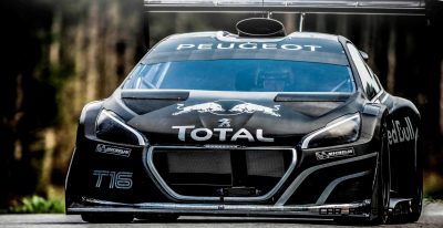 Sebastien Loeb performs during a run  in the first test track at the Peugeot test center in La Ferté-Vidame, France,  on April 18th, 2013