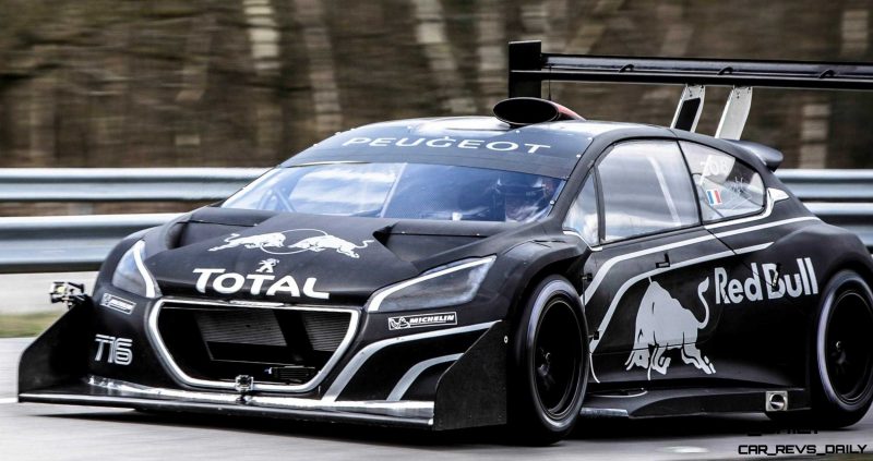 Sebastien Loeb performs during a run  in the first test track at the Peugeot test center in La Ferté-Vidame, France,  on April 18th, 2013