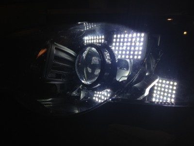 DIY LED Headlights v70 indoor pair testing_8170825087_l