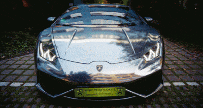 2015 Lamborghini Huracan Black-Chrome Wrap gif