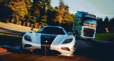 volvo trucks fh vs koenigsegg gif