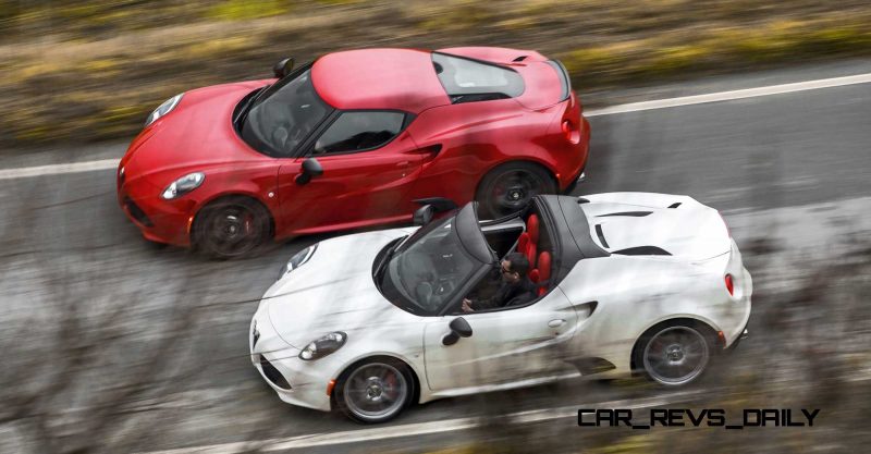 2015 Alfa Romeo 4C Coupe (top) and Alfa Romeo 4C Spider (bottom)