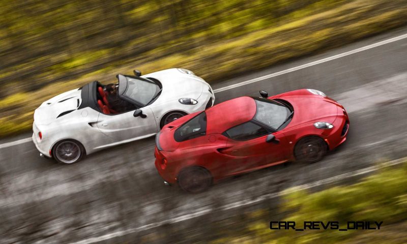 2015 Alfa Romeo 4C Spider (top) and Alfa Romeo 4C Coupe (bottom)