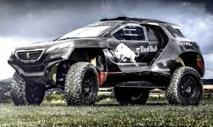 The Peugeot 2008 DKR during the first test in Freneuse, France o