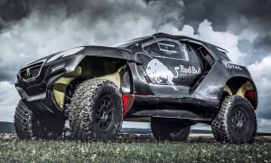 The Peugeot 2008 DKR during the first test in Freneuse, France o