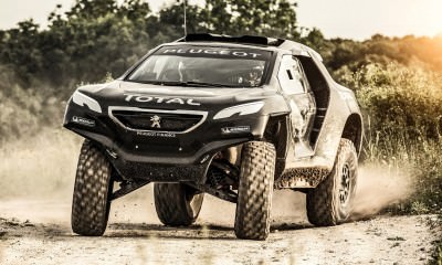 Carlos Sainz performs during the Peugeot 2008 DKR first test in