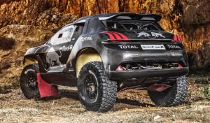 The Peugeot 2008 DKR during the test in Chateau de Lastours, Por