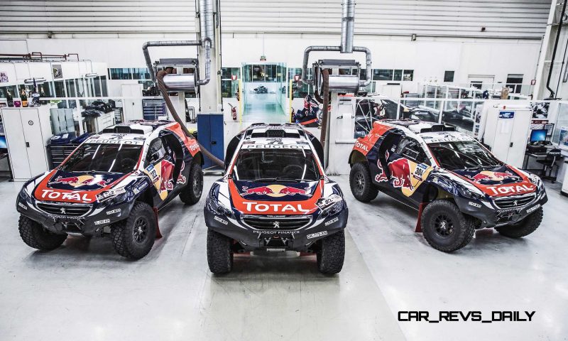 The Peugeot 2008 DKR in the Peugeot Sport Workshop,before the de