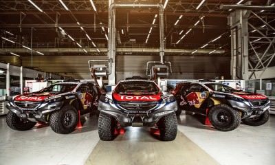 The Peugeot 2008 DKR in the Peugeot Sport Workshop,before the de