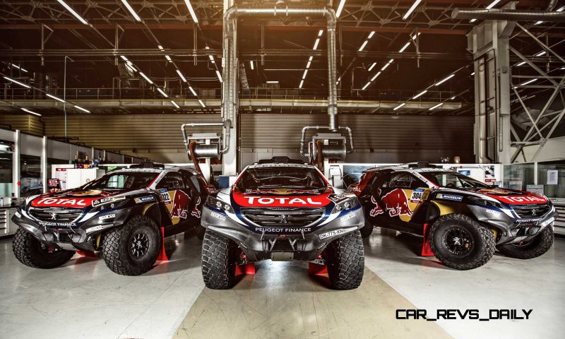 The Peugeot 2008 DKR in the Peugeot Sport Workshop,before the de