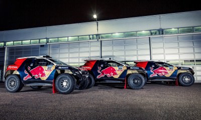 The Peugeot 2008 DKR in the Peugeot Sport Workshop,before the de