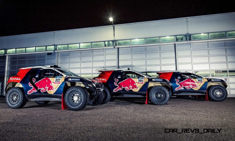 The Peugeot 2008 DKR in the Peugeot Sport Workshop,before the de