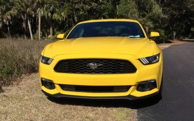 HD Road Test Review - 2015 Ford Mustang EcoBoost in Triple Yellow with Performance Pack 14