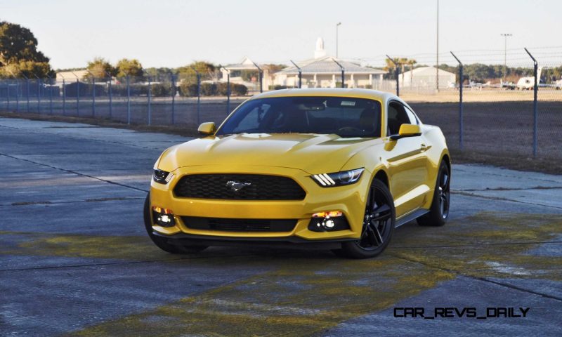 HD Road Test Review - 2015 Ford Mustang EcoBoost in Triple Yellow with Performance Pack 158